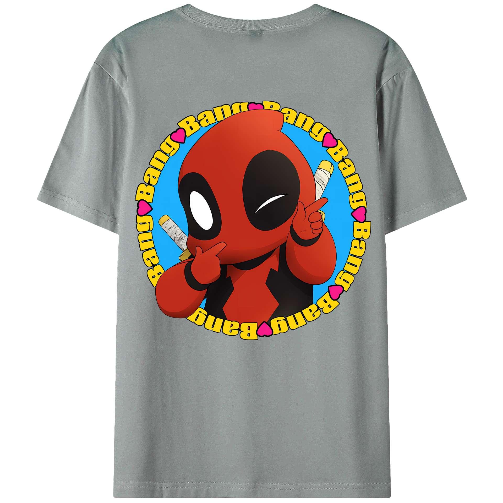 （画像用） Deadpool デッドプール 綿100％ メンズ半袖Tシャツ（バックプリント） 通気性